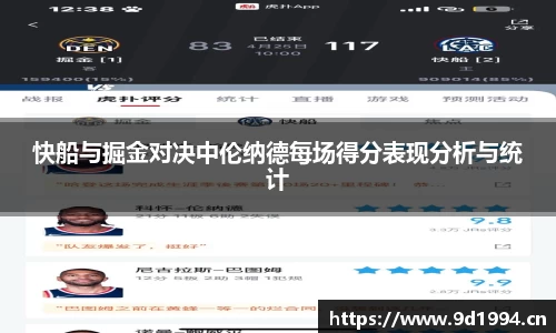 快船与掘金对决中伦纳德每场得分表现分析与统计